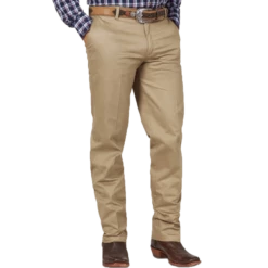 Wrangler Mens Khaki Flat Front Relaxed Pants