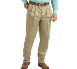 Wrangler Men's Khaki Pleated Front Casual Pants