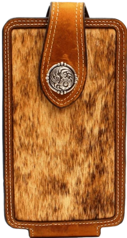 Nocona Cell Phone Holder Brindle Calf Hair Concho Leather Wallet