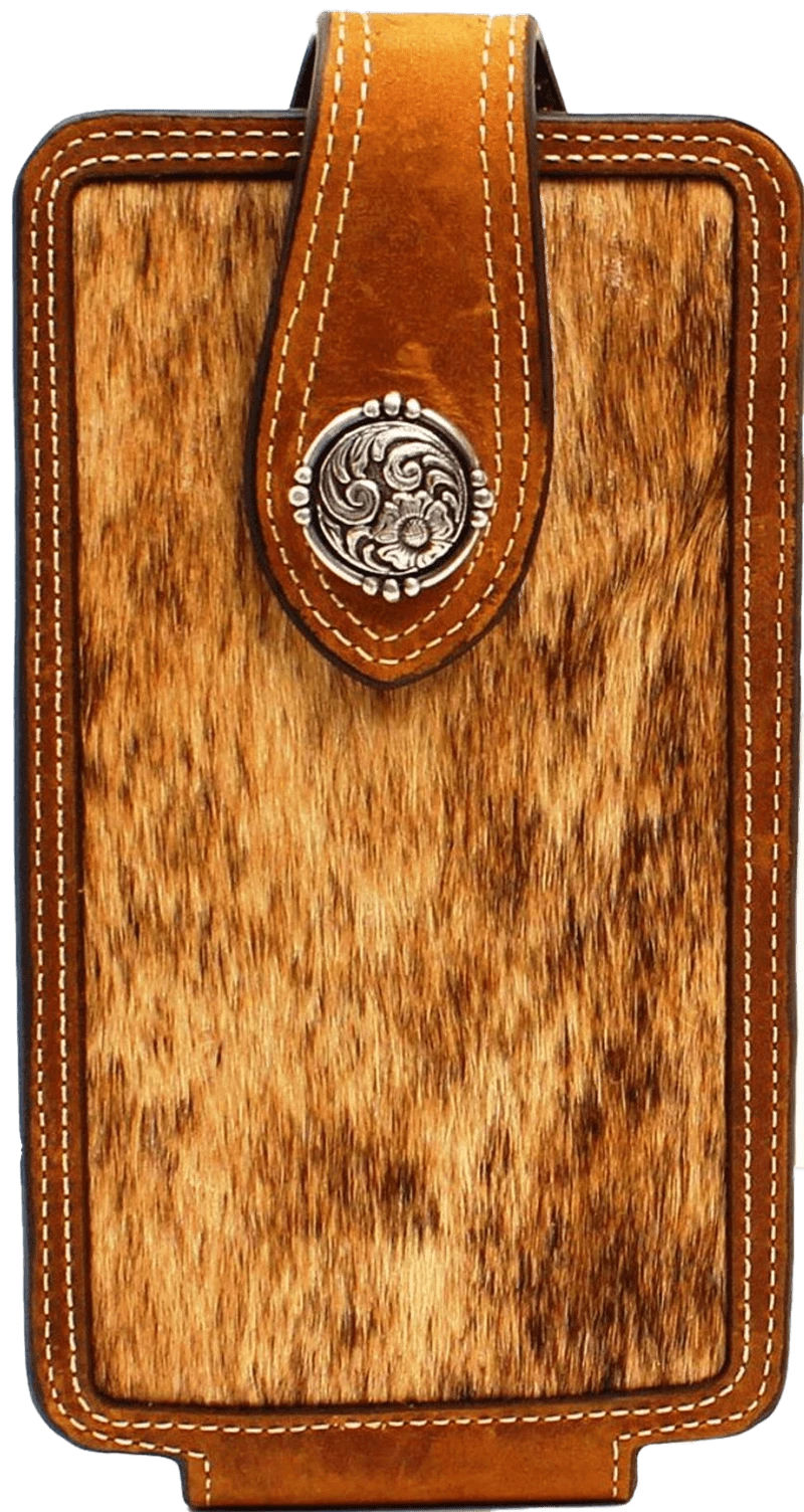 Nocona Cell Phone Holder Brindle Calf Hair Concho Leather Wallet