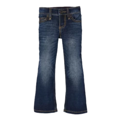 Wrangler Girl's Dark Wash With Stitch Patch Boot Cut Jeans