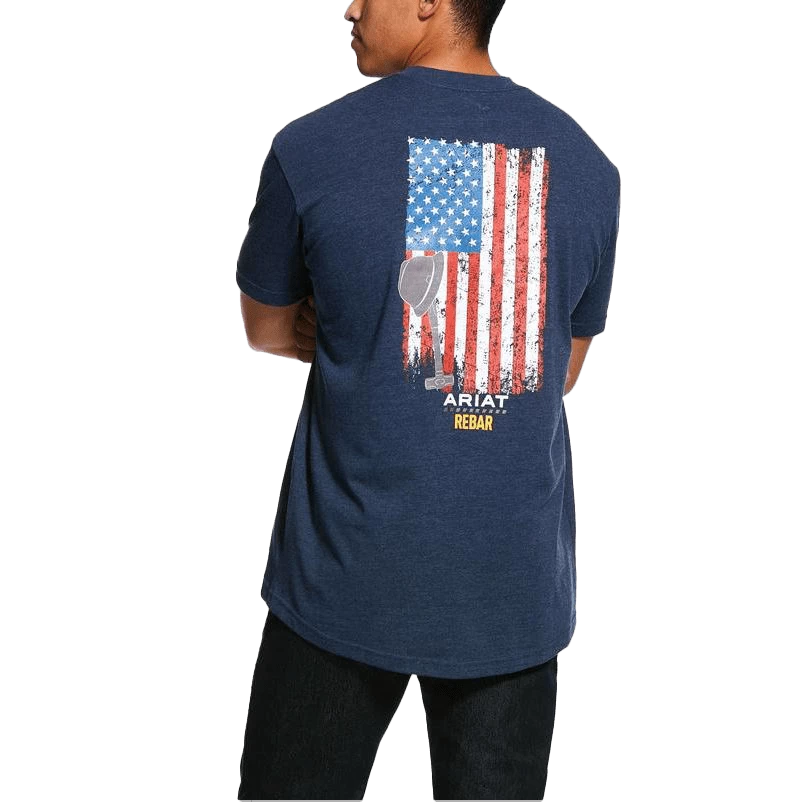 Ariat Men's Rebar Cotton Strong Heather Navy T-Shirt - Image 2