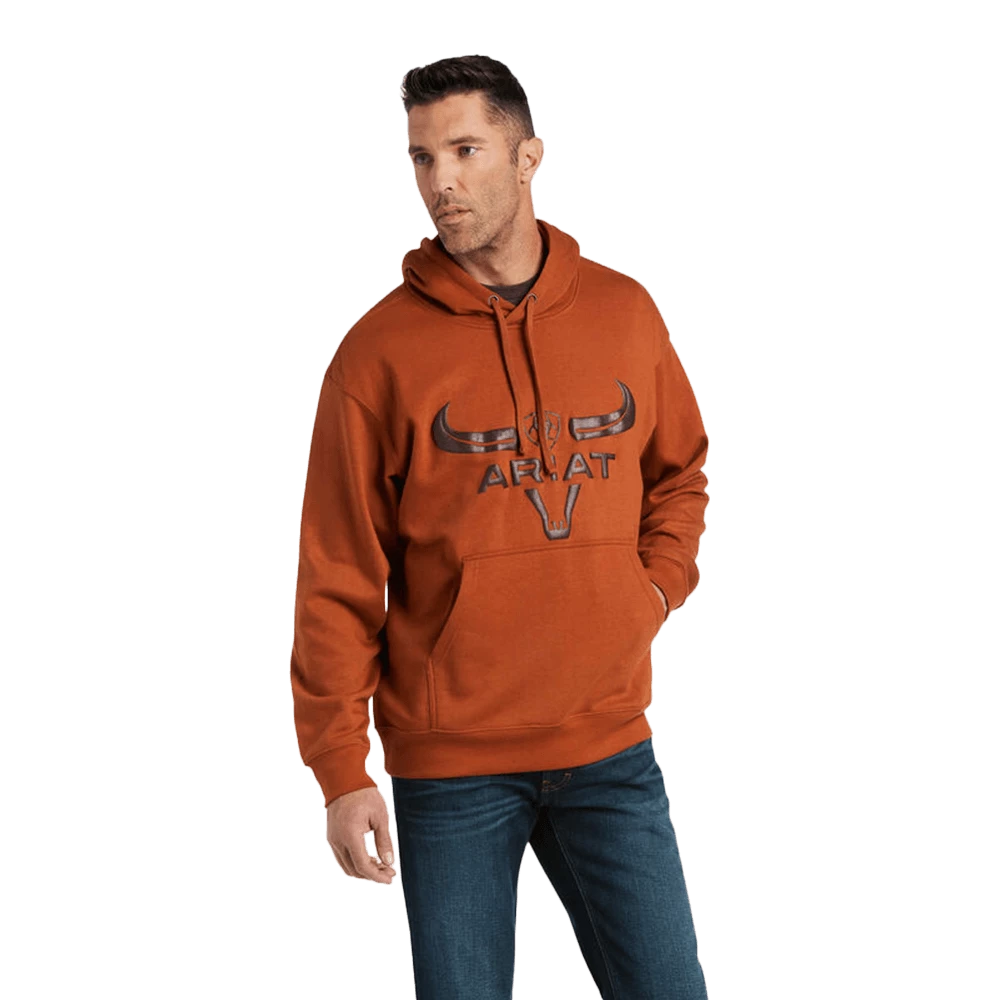 Ariat Men's Orange Steer Head Basic Hoodie