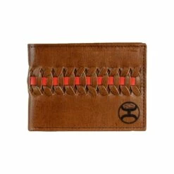 HOOey Men’s Leather Red Interlaced Bifold Wallet