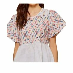 Andree Women's Baby Doll Striped Blouse