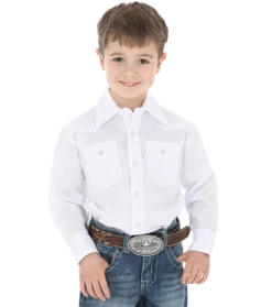 Wrangler White Long Sleeve Western Snap Boys Shirt