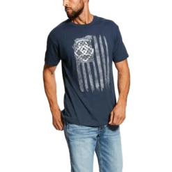 Ariat Vertical Navy Blue Short Sleeve Flag T-Shirt