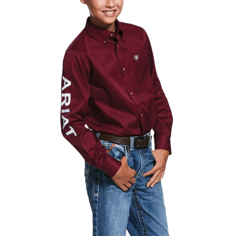 Ariat Boy's Team Logo Burgundy Shirt