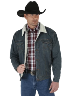 Wrangler Men's Sherpa Lined Denim Jacket Rustic