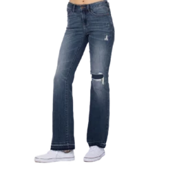 Judy Blue Womens Denim Patch Mid Rise Jeans