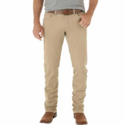 Wrangler Retro Men’s Khaki Slim Fit Straight Leg Open Pocket Jeans