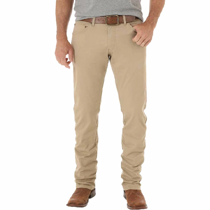 Wrangler Retro Men’s Khaki Slim Fit Straight Leg Open Pocket Jeans