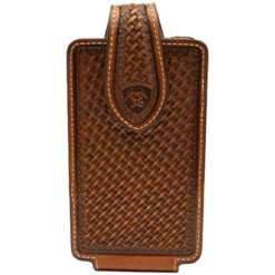 Ariat Brown Leather Basketweave Small Cell Phone Case