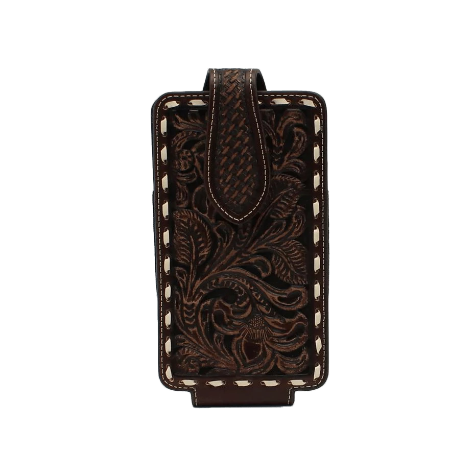 Ariat Large Floral Embossed Laced Brown Cellphone Case