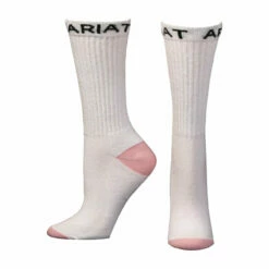 Ariat Women's Pink And White Calf Socks