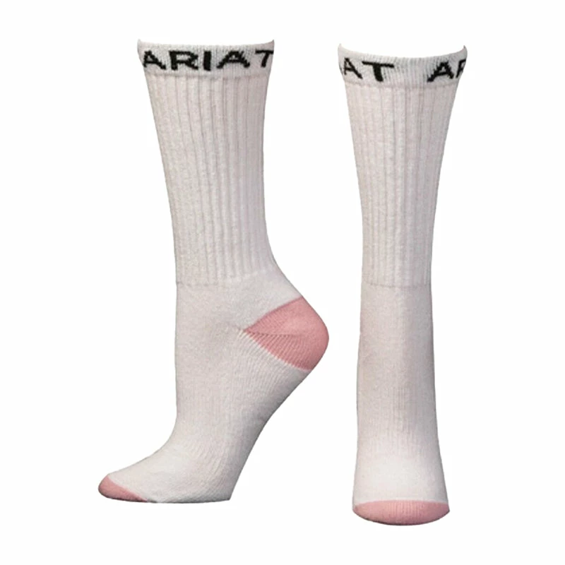 Ariat Women's Pink And White Calf Socks