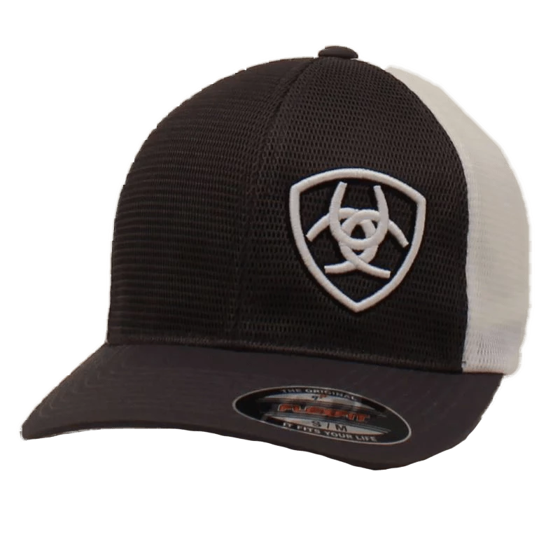 Ariat Mens FlexFit Charcoal White Cap