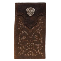 Ariat Mens Boot Stitch Dark Brown Leather Rodeo Wallet