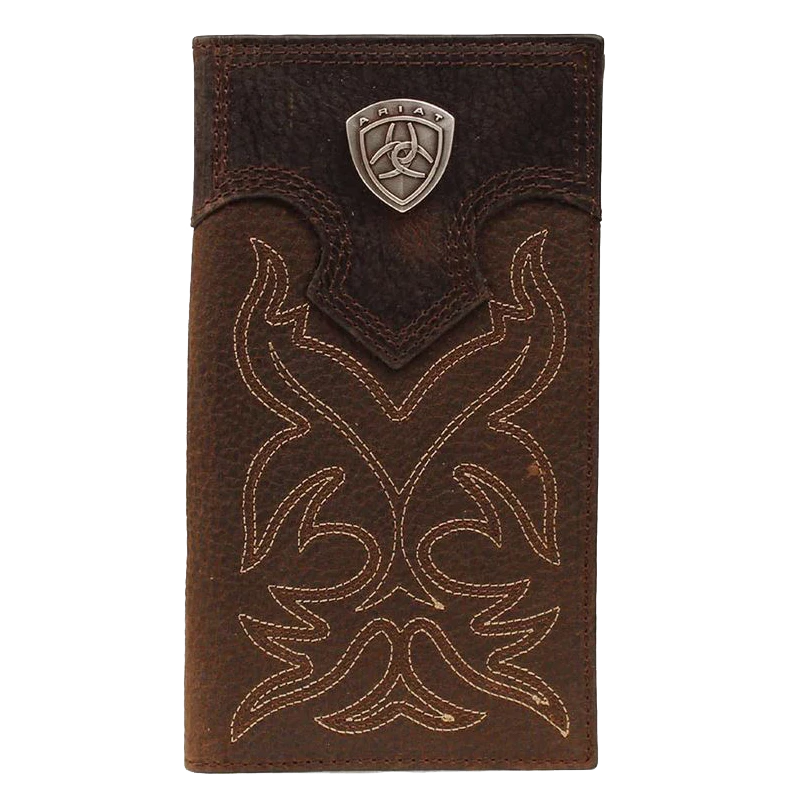 Ariat Mens Boot Stitch Dark Brown Leather Rodeo Wallet