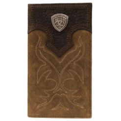 Ariat Mens Brown Distressed Leather Rodeo Wallet With Shield Logo