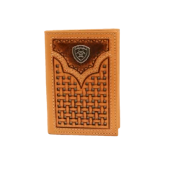 Ariats Mens Basket Weave Western Leather Wallet