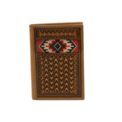 Ariat Men Tan Embroidered Tri-fold Rodeo Wallet