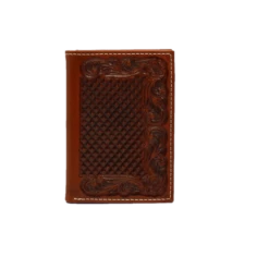 Ariat Mens Basket Weaved Floral Embossed Trifold Wallet