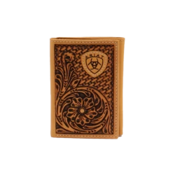 Ariat Trifold Basket Weave Floral Embossed Wallet
