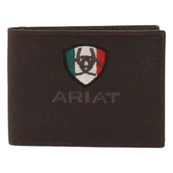 Ariat Mens Mexican Flag Logo Brown Bifold Wallet