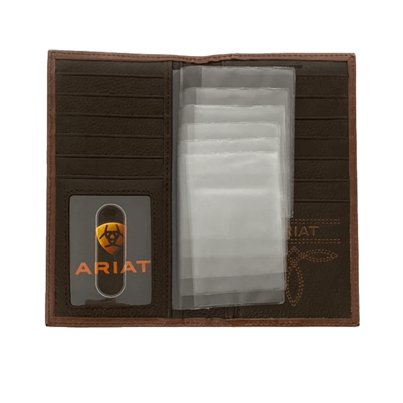 Ariat Men's Floral Embossed Brown Rodeo Wallet - Image 2