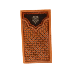 Ariat Men's Rodeo Natural Basket Weave Pierced Shield Wallet