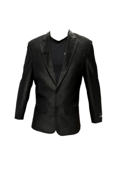 Red Diamond Embroidered With Black Stones Suit Coat