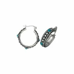 Montana Silversmiths Women's Silver & Turquoise Studded Hoop Earrings