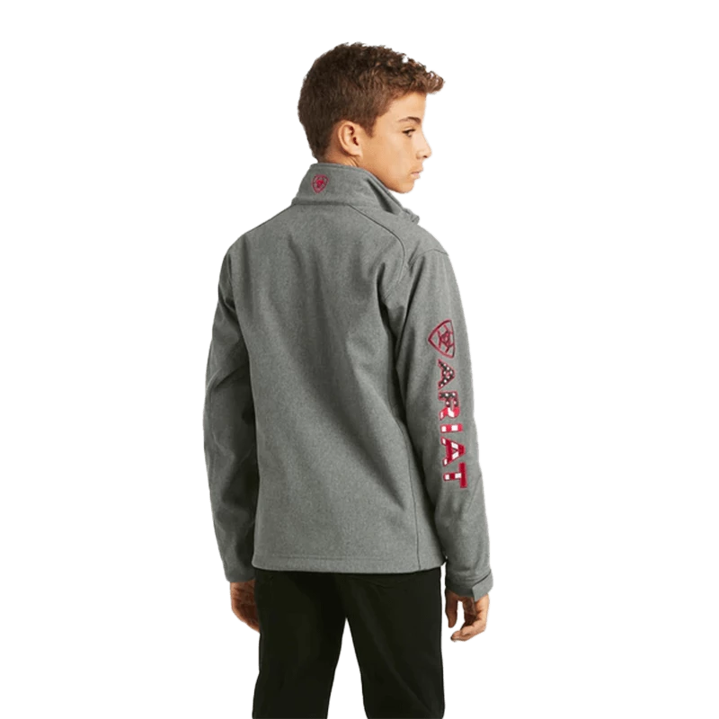 Ariat Kid's Logo 2.0 Americana And Charcoal Softshell Jacket - Image 3