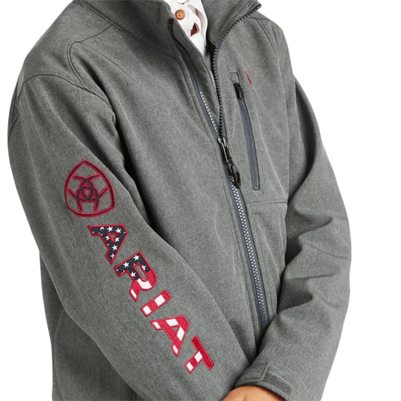 Ariat Kid's Logo 2.0 Americana And Charcoal Softshell Jacket - Image 2