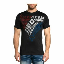 American Fighter Men's Edgely Pitch Black USA Flag Shirt