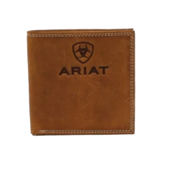 Ariat Men's Embossed Logo Brown Leather Bifold Wallet