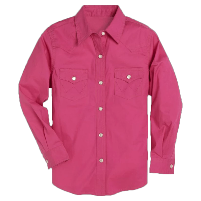 Wrangler Girls Pink Western Snap Shirt