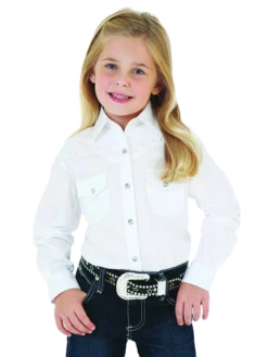 Wrangler Girl's White Rhinestone & Embroidery Western Shirt