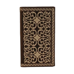Nocona Men's Cream Embroidered Brown Rodeo Wallet