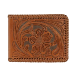 Nocona Men's Western Laced Brown Leather Bifold Wallet