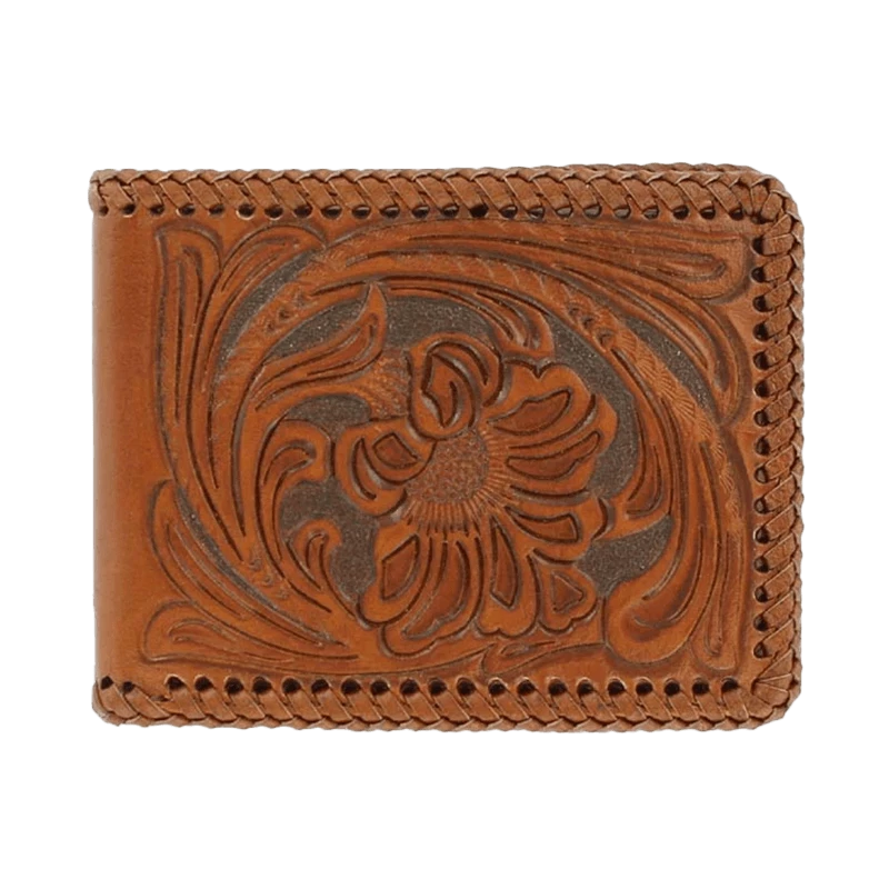 Nocona Men's Western Laced Brown Leather Bifold Wallet