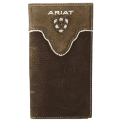 Ariat Distressed Brown Shield Inlay Rodeo Bifold Wallet
