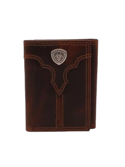 Ariat Men's Center Bump Brown Trifold Wallet