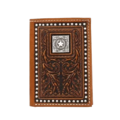 Nocona Men's Tooled Star Concho Trifold Wallet