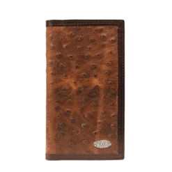 Nocona Men's Ostrich Print Leather Rodeo Wallet