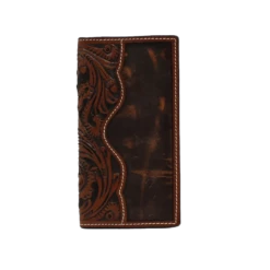 3D Men's Leaf & Acorn Brown Tooled Rodeo Wallet