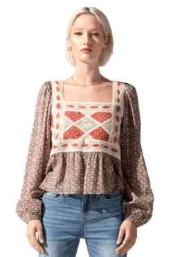 Miss Me Women's Ditzy Floral Crochet Top