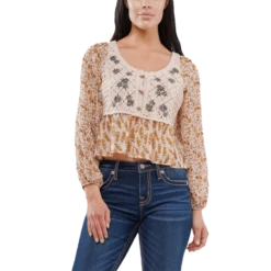 Miss Me Women's Crochet Floral Peplum Top