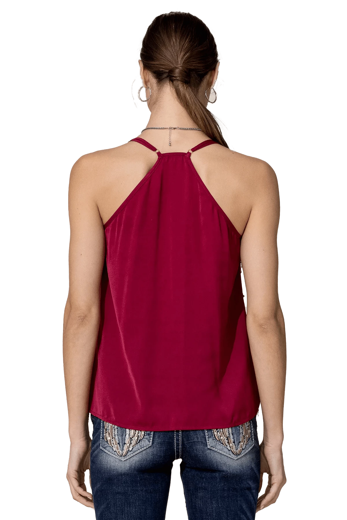 Miss Me Women's Red Sequin Fringe Top - Image 2